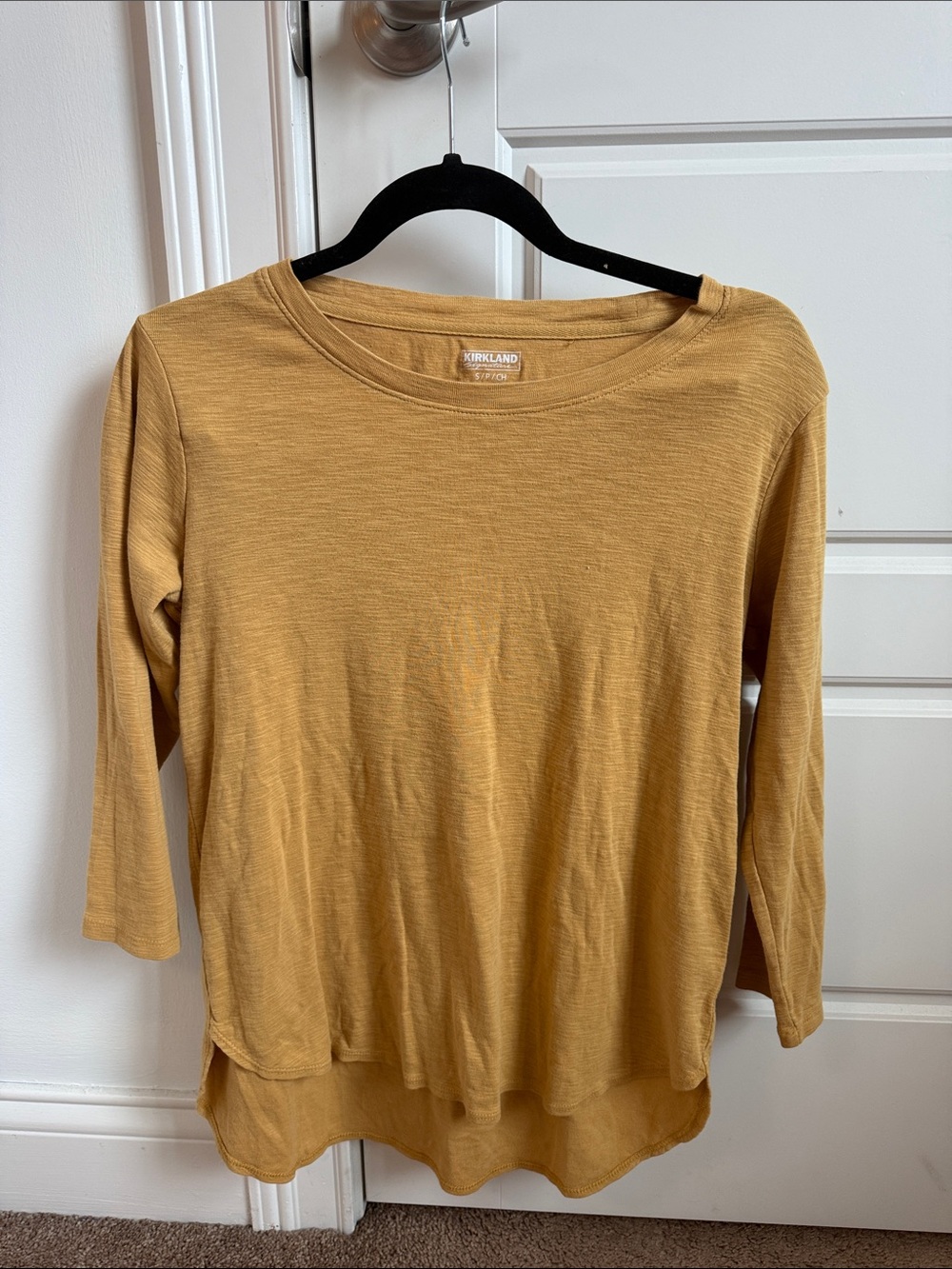 Kirkland Signature Mustard Long Sleeve Boatneck Top